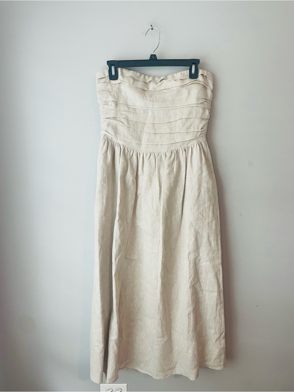 Dissh Strapless Tan Linen Maxi Dress - Picture 2 of 9